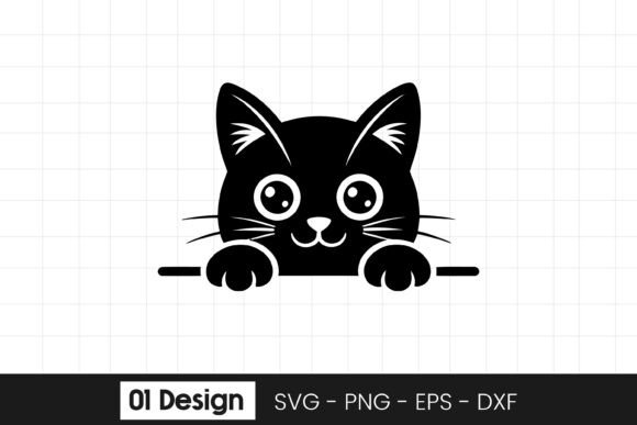 Cute Sleeping Cat Peeking Clipart SVG